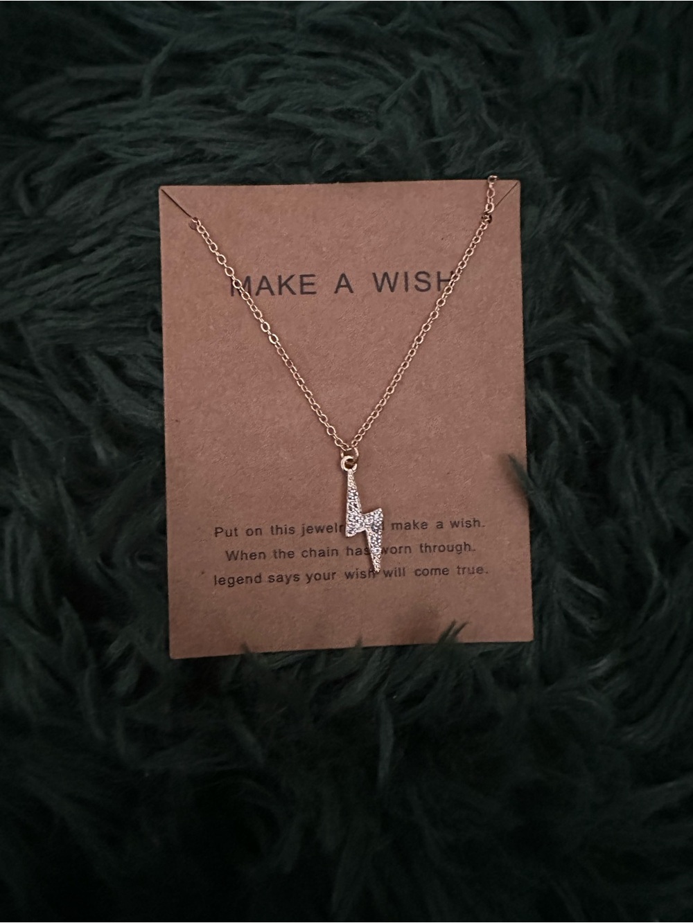 4/$20 💫 Lightning Bolt Make a Wish Necklace Gold Tone
